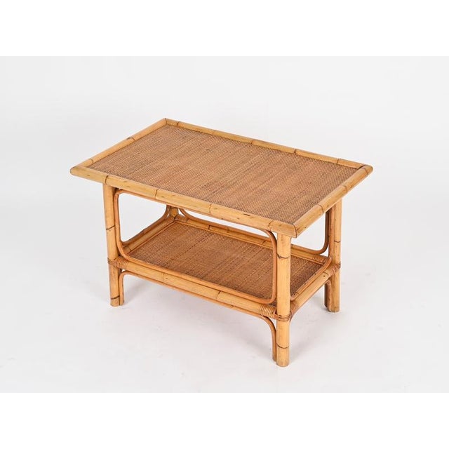 Italian Rectangular Coffee Table in Bamboo and Rattan attributed to Vivai del Sud, 1970s For Sale - Image 6 of 17