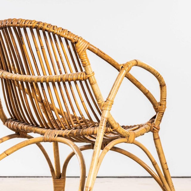 Rattan Armchairs with Handles, 1960s, Set of 2 For Sale - Image 3 of 10