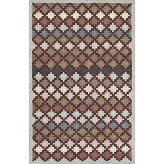 Erin Gates by Momeni Abbot Blue & Taupe Swedish Geo Wool Rug 8' X 10' For Sale