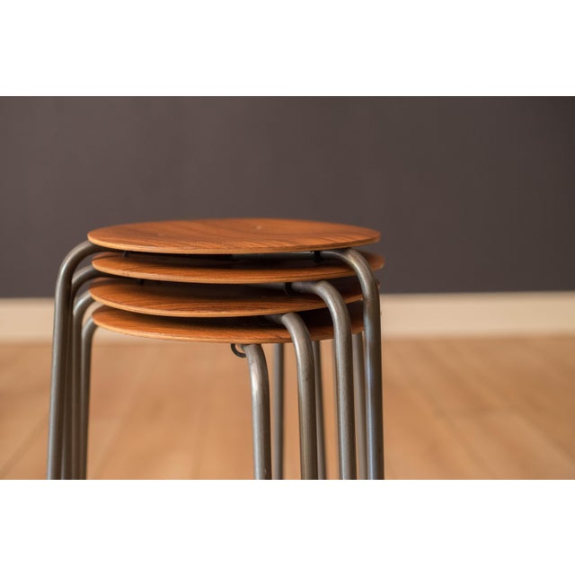 Mid-Century Modern Danish Modern Round Teak Stacking Dot Stool End Table For Sale - Image 3 of 17