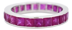 Vintage Eternity Wedding Ring in White Gold and Natural Rubies, Size 6
