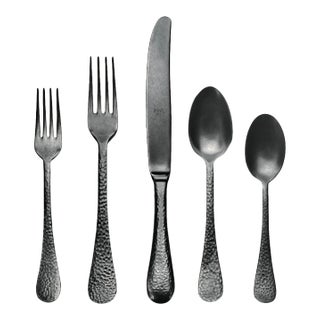 Mepra Epoque 20-Piece Flatware Set, Oro Black Pewter For Sale
