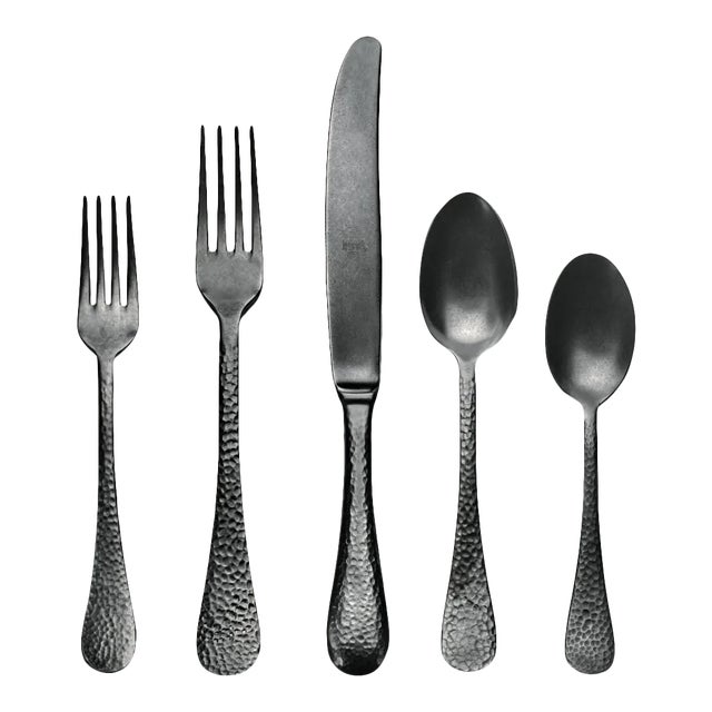 Mepra Epoque 20-Piece Flatware Set, Oro Black Pewter For Sale