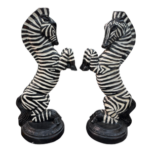 1950s Hollywood Regency Plaster Zebra Lamps - a Pair