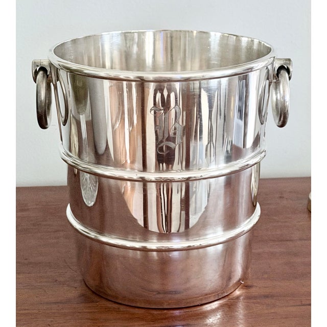 Gorham Silver Co. Gorham Hotel Silver Ice Bucket Dated 1927, Ring Handles and "B" Monogram For Sale - Image 4 of 12
