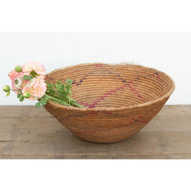 Contemporary Antique Floral Motif Harvesting Basket For Sale - Image 3 of 7