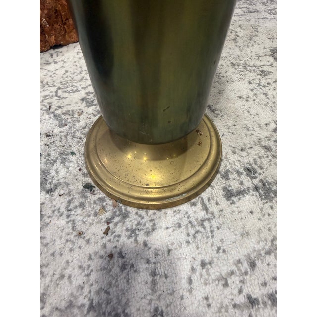 Art Deco Vintage Solid Brass Umbrella Stand With Etched Deer & Cranes, Gargoyles For Sale - Image 3 of 7