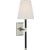 Chapman & Myers for Visual Comfort Signature Basden 16" Tail Sconce in Polished Nickel and Black Rattan with Linen Shade For Sale