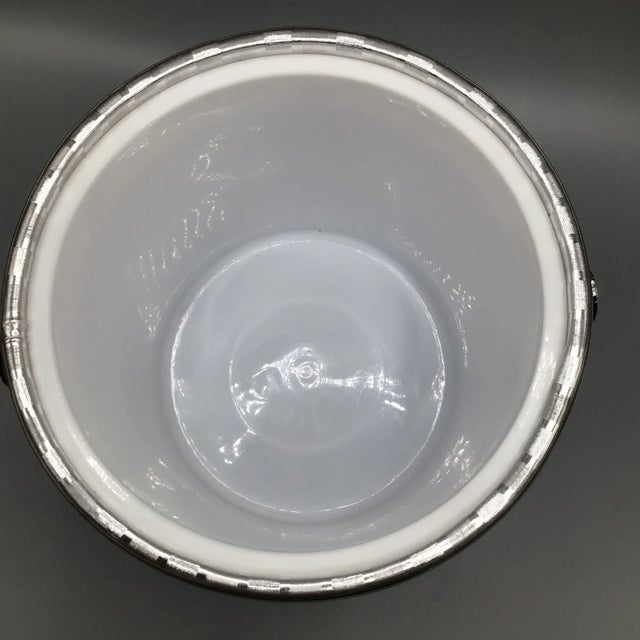 Metal Vintage Textured Metal Ice Bucket With Lucite Lid and Stainless Steel Ice Tongs For Sale - Image 7 of 12