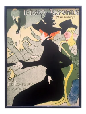 Henri De Toulouse Lautrec Vintage Early 20th Century Framed French Lithograph Print " Divan Japonais " 1893