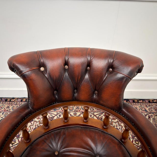 English Oxblood Chesterfield Desk Chair For Sale - Image 5 of 8