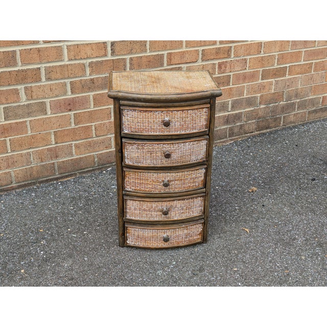 Mid 20th Century Vintage Wicker Rattan 5 Drawer Chest / Cabinet For Sale - Image 5 of 7