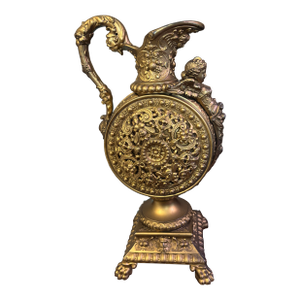 Vintage Baroque Revival Figural Wine Ewer Urn W/Cherubs & Gargoyles