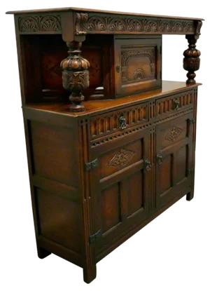 19th Century Arts & Crafts Gothic Carved Oak Court Cupboard, 1900s