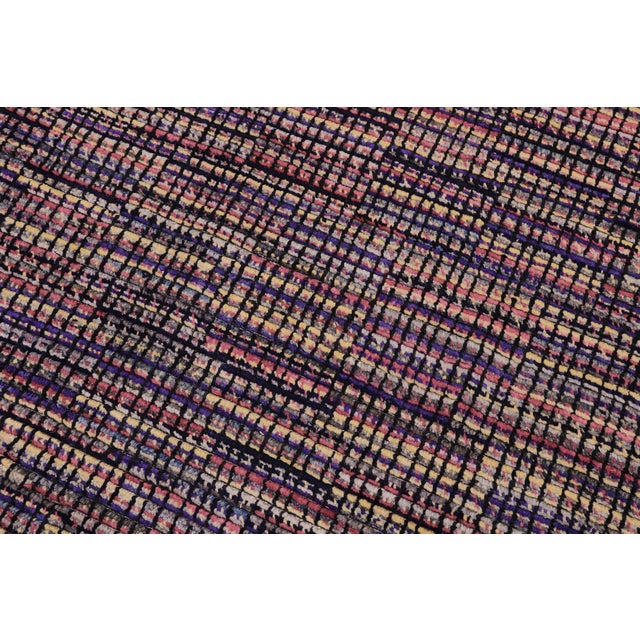 Boho Chic Black/Gold High Low Wool Rug - 5'10'' X 9'1'' For Sale - Image 4 of 9