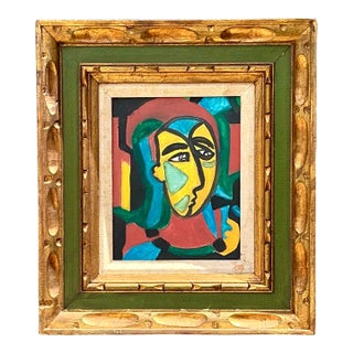 Vintage Original Figurative Oil on Canvas For Sale