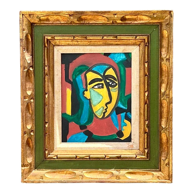 Vintage Original Figurative Oil on Canvas For Sale