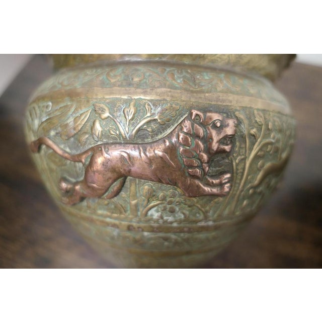 Copper 19th Century North African Brass and Copper Jardiniere Pots, Set of 2 For Sale - Image 8 of 10