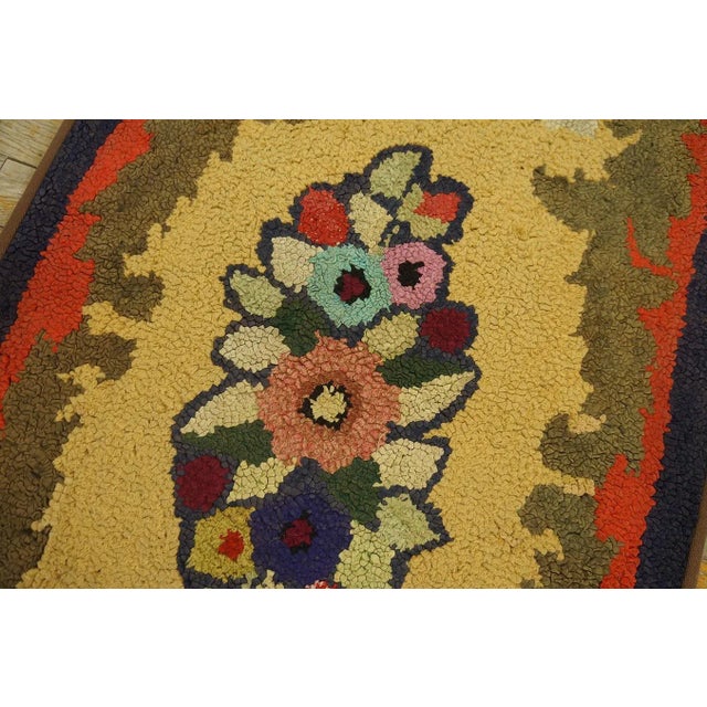 Textile Outstanding Multi Color With Lovely Floral Design Antique American Hooked Rug For Sale - Image 7 of 11