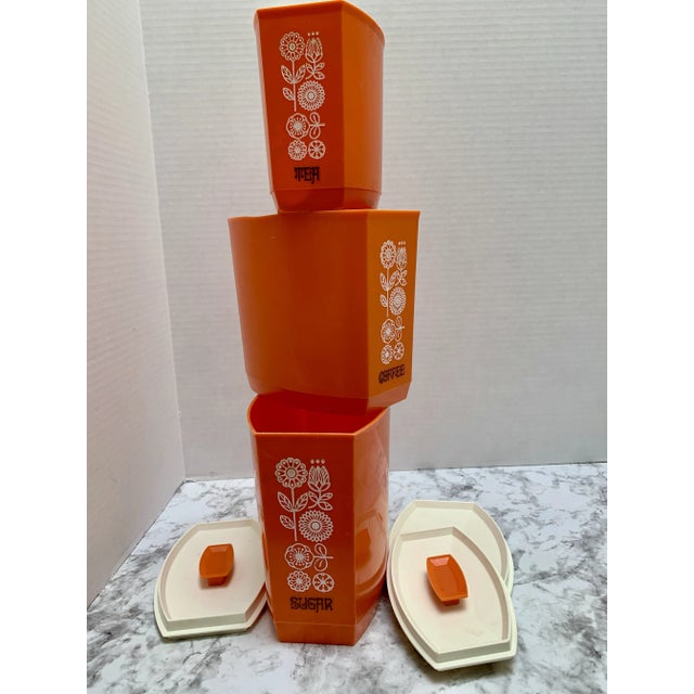 Vintage Set of Three Midcentury Kitchen Canisters | Chairish