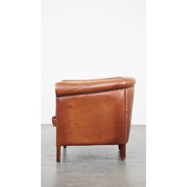 Cognac-Colored Cowhide Leather Club Chair For Sale - Image 5 of 11