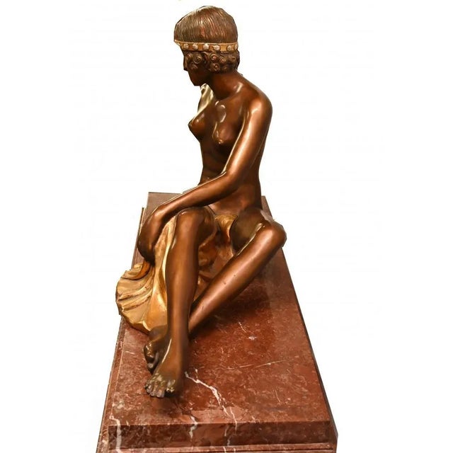 Large Art Deco Statue Female Nude Figurine in Resin For Sale - Image 10 of 11