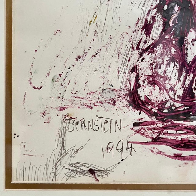 1990s Theresa Bernstein, Abstract Still Life Oil Painting with Ink Theresa Bernstein Flowers in Vase, 1994 For Sale - Image 5 of 7