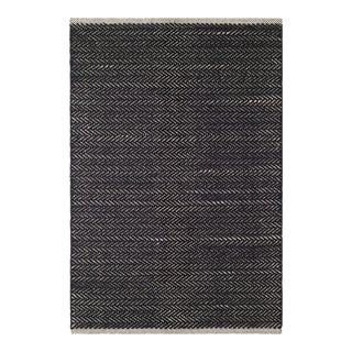 Dash & Albert by Annie Selke Herringbone Black Woven Cotton Rug, 7' 6" x 9' 6" For Sale
