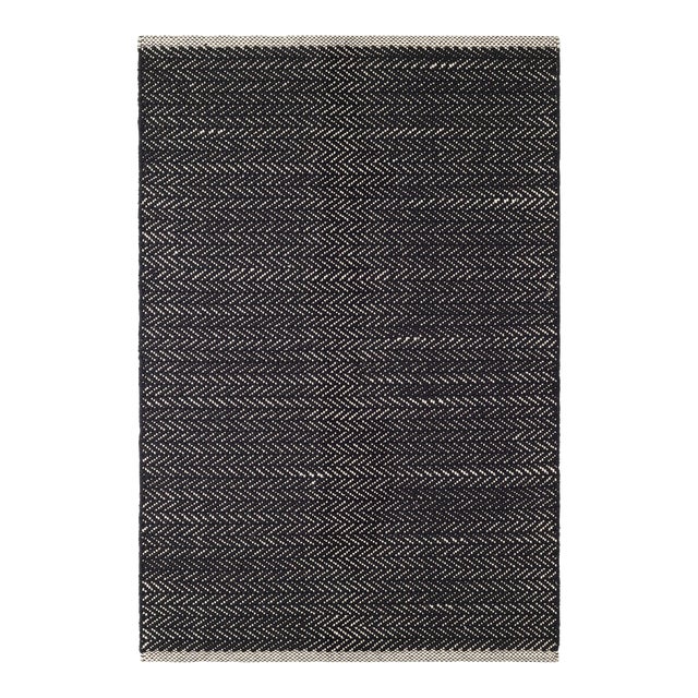 Dash & Albert by Annie Selke Herringbone Black Woven Cotton Rug, 7' 6" x 9' 6" For Sale