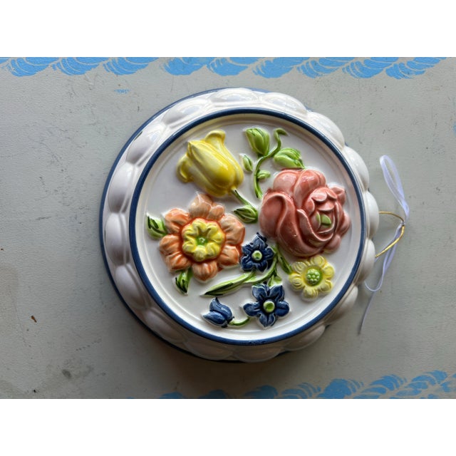 Vintage Ceramic Mold Floral Wall Decor For Sale - Image 4 of 6