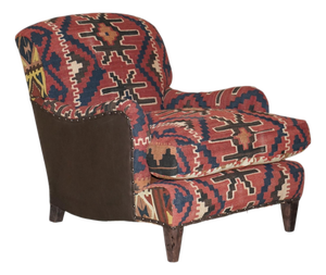 Kilim and Dark Brown Leather Howard Lounge Chair from George Smith of Chelsea