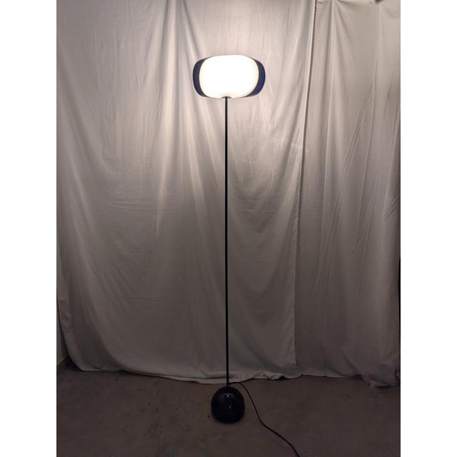 Black Floor Lamp in Metal Structure with Glass Lampshade, 1970s For Sale - Image 9 of 11