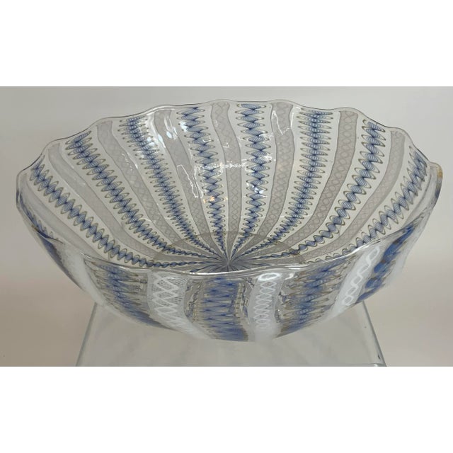 Italian Large Vintage Murano Venetian Glass Central Bowl For Sale - Image 3 of 10