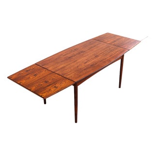 1960s Restored Danish Mid Century Modern Rosewood Hidden Leaf Dining Table For Sale