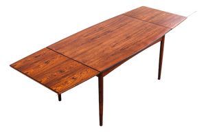 1960s Restored Danish Mid Century Modern Rosewood Hidden Leaf Dining Table
