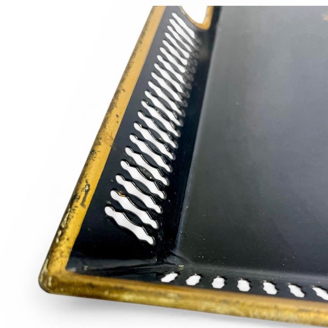 Black & Gold Tole Tray – Hollywood Regency Hunt Scene, Fornasetti Style, Large Decorative Tray For Sale - Image 10 of 10