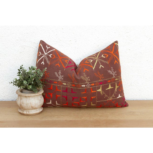 This 16x24 inch lumbar pillow is a breathtaking example of Antique Indian Folk Art, handcrafted from a salvaged Punjabi...