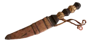 Vintage African Cheetah Design Wooden Handle Sheathed Dagger