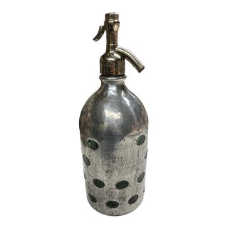 Vintage Argentine Silver Glass Soda Siphon Bottle For Sale