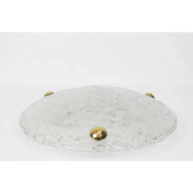 Large Round Murano Ice Glass Flush Mount from Hillebrand, Germany, 1970s For Sale - Image 3 of 6