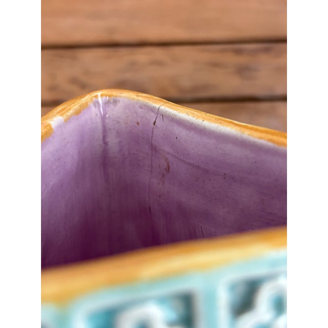 Ceramic Victorian Majolica Aesthetic Movement Pitcher — Birds, Fans & Bamboo Handle c.1880 For Sale - Image 7 of 12