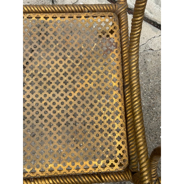 Vintage Hollywood Regency Gilt Metal Dining Chairs With Rope Detailing-Set of 4 For Sale - Image 9 of 11