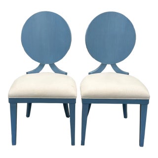 Jonathan Charles Oval Arid Side Chair, a Pair For Sale