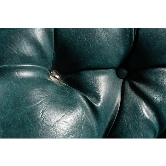 Vintage Tufted Armchair and Ottoman Set in Teal For Sale - Image 10 of 10