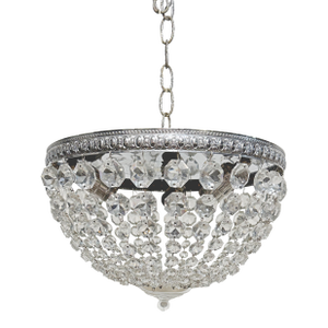 1950's Silver Crystal Basket Pendant Light