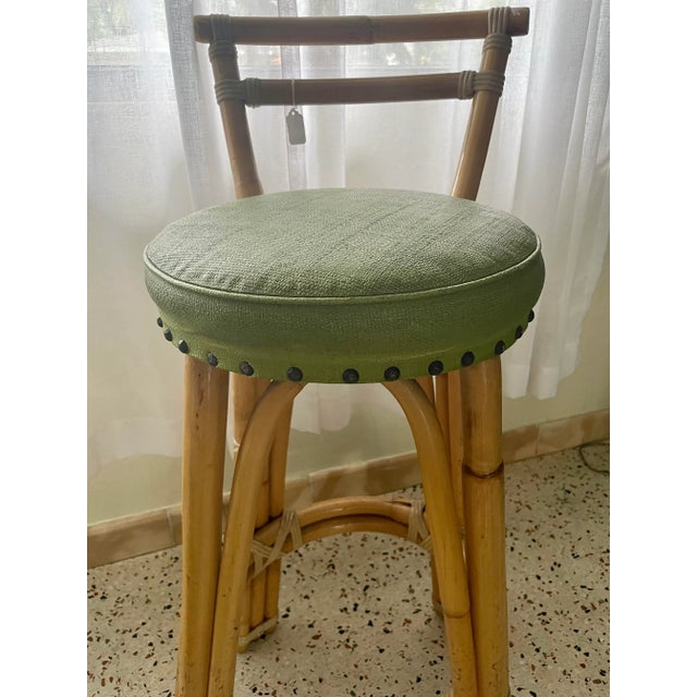 Mid Century Rattan High Stool by Vogue Rattan Mfg. Co. For Sale In Orlando - Image 6 of 13