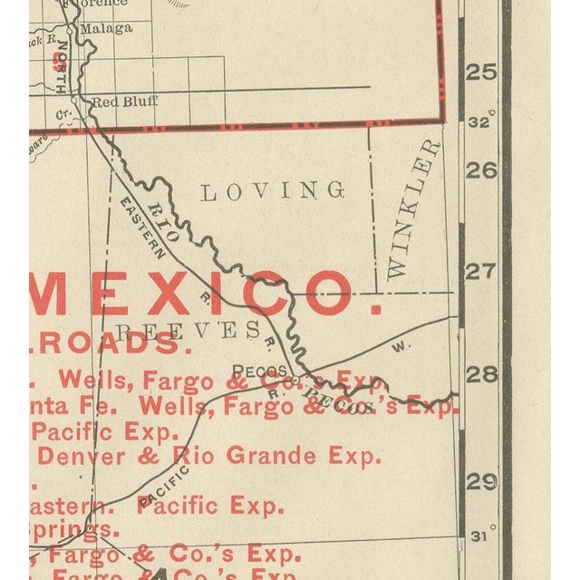 Antique Map of New Mexico Territory, Before Statehood from Rand McNally, 1899 For Sale - Image 3 of 12