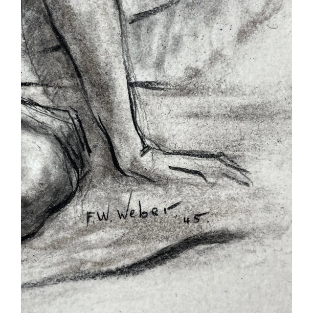 Vintage Frederick William Weber Mixed Media Nude Still Realism Sketch Drawing For Sale - Image 11 of 11