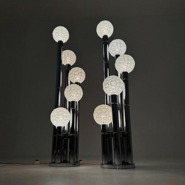 Vintage Chrome Floor Lamp with Glass Globes, 1970s For Sale - Image 12 of 18