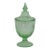 Green Paneled Depression Glass Candy Dish Footed Jar With Pointed Lid 4844b For Sale